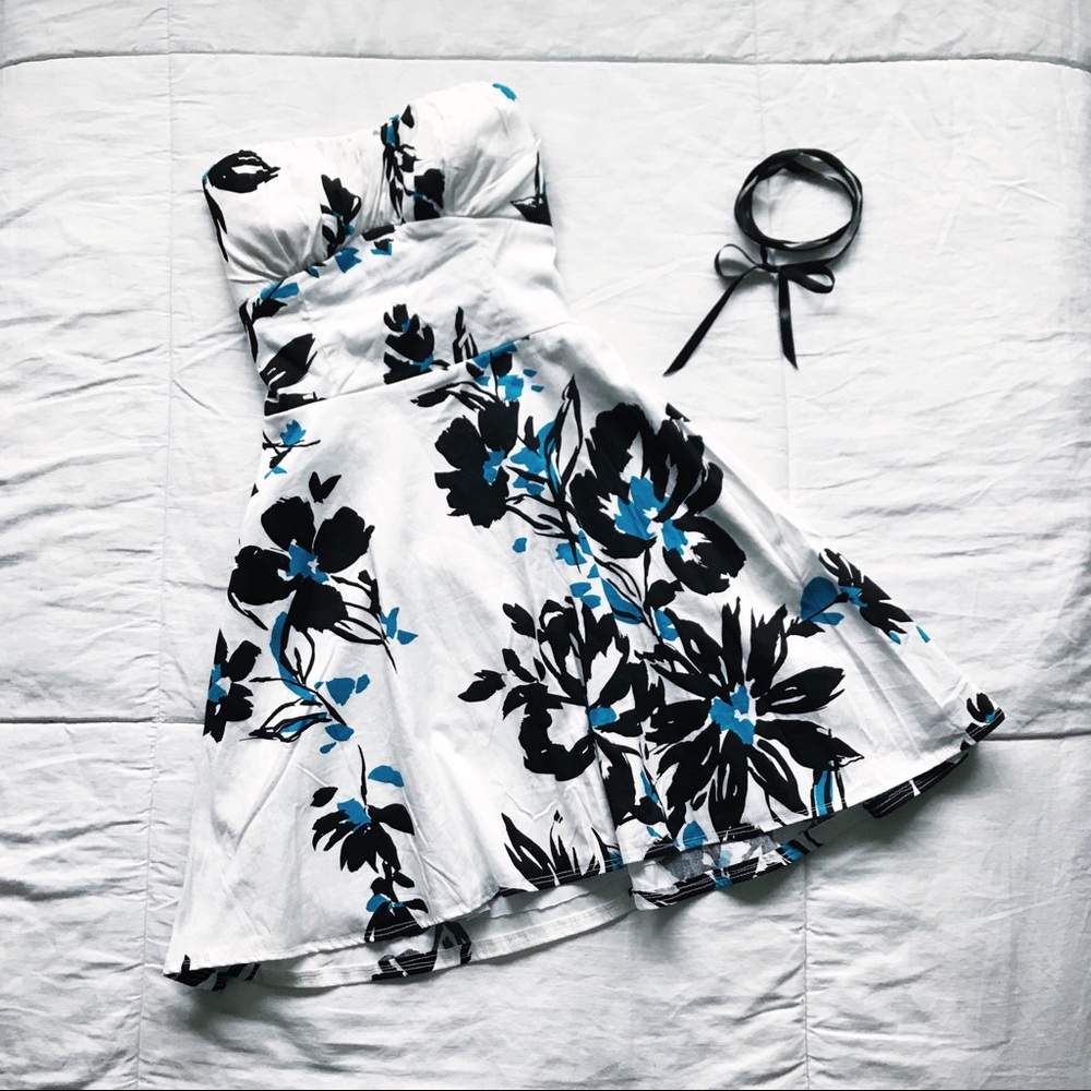Strapless Floral Dress